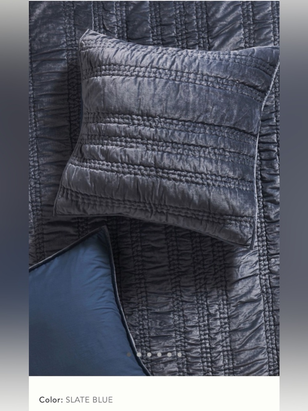 new Anthropologie lustered velvet Alastair euro sham pillow cover slate blue